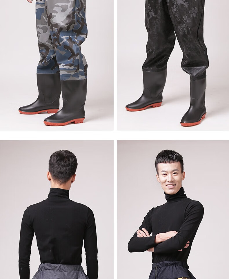 鱼塘防水衣裤下水裤连体雨裤抓鱼捕鱼衣服加厚背带雨鞋半身水鞋涉水裤