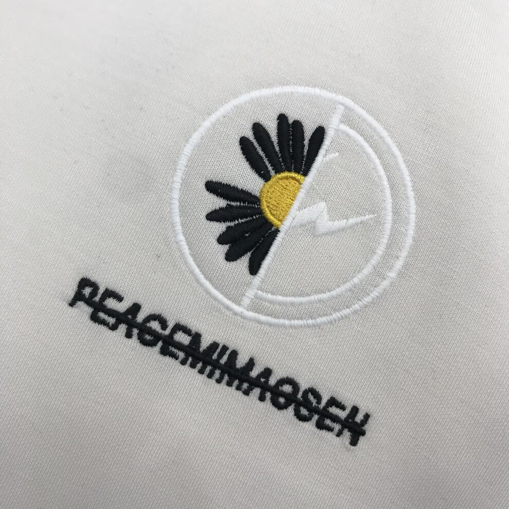 男士秋季新款个性潮流小雏菊刺绣圆领修身打底衫时尚潮牌卫衣男潮