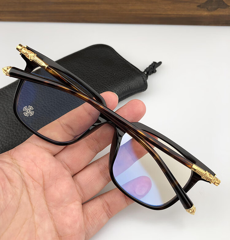 御恋王者克罗心眼镜框男同款文艺复古透明大框板材眼镜架 透明金