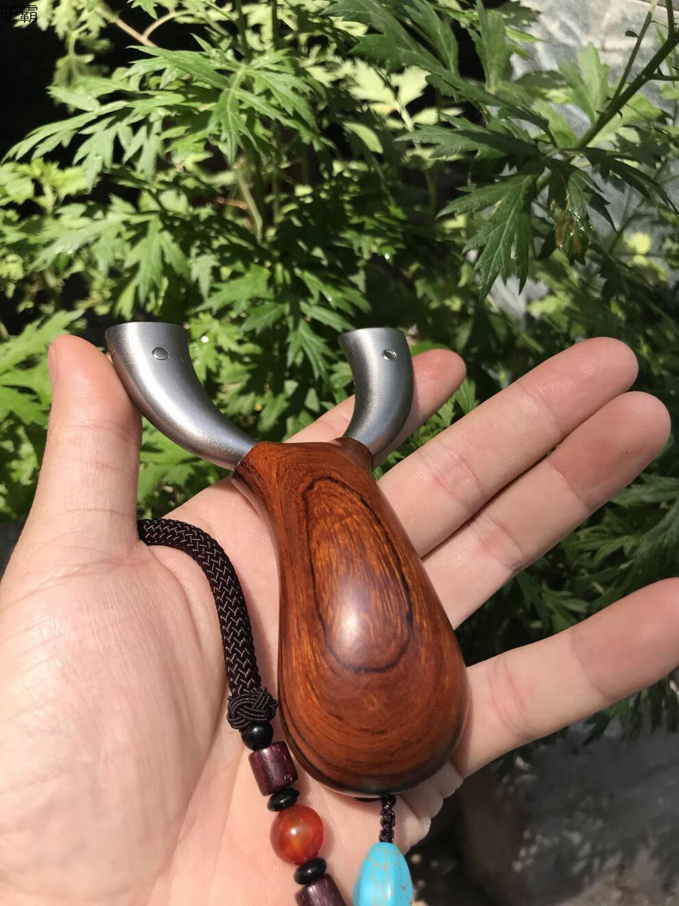 镶木柄实战竞技弹弓tc21钛合金扁皮镶木柄弹弓快压美国沙漠铁户外竞技