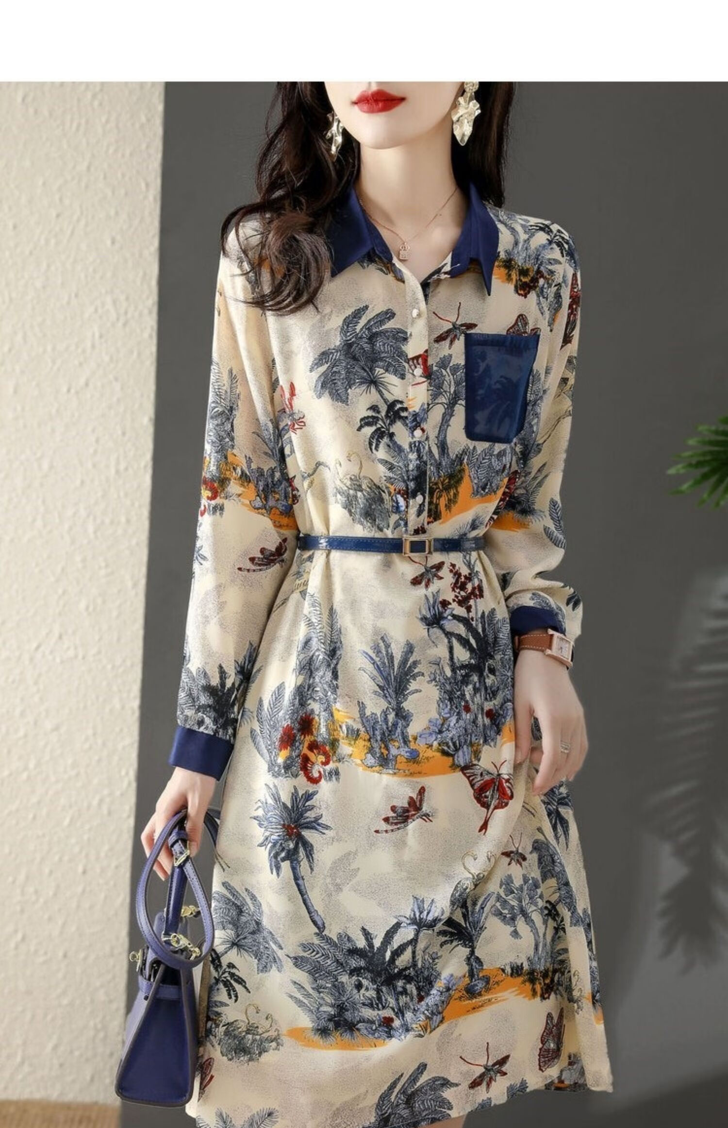 皮尔卡丹高档品牌女装连衣裙2022年新款欧洲站真丝质感尾货春夏装女装