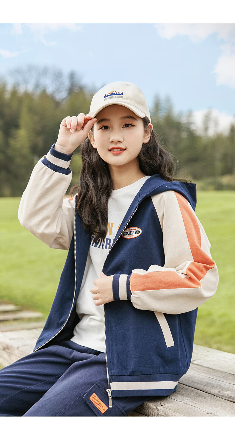 紫洛妮高中学生卫衣外套女春秋装初中生2022年新款韩版少女运动休闲