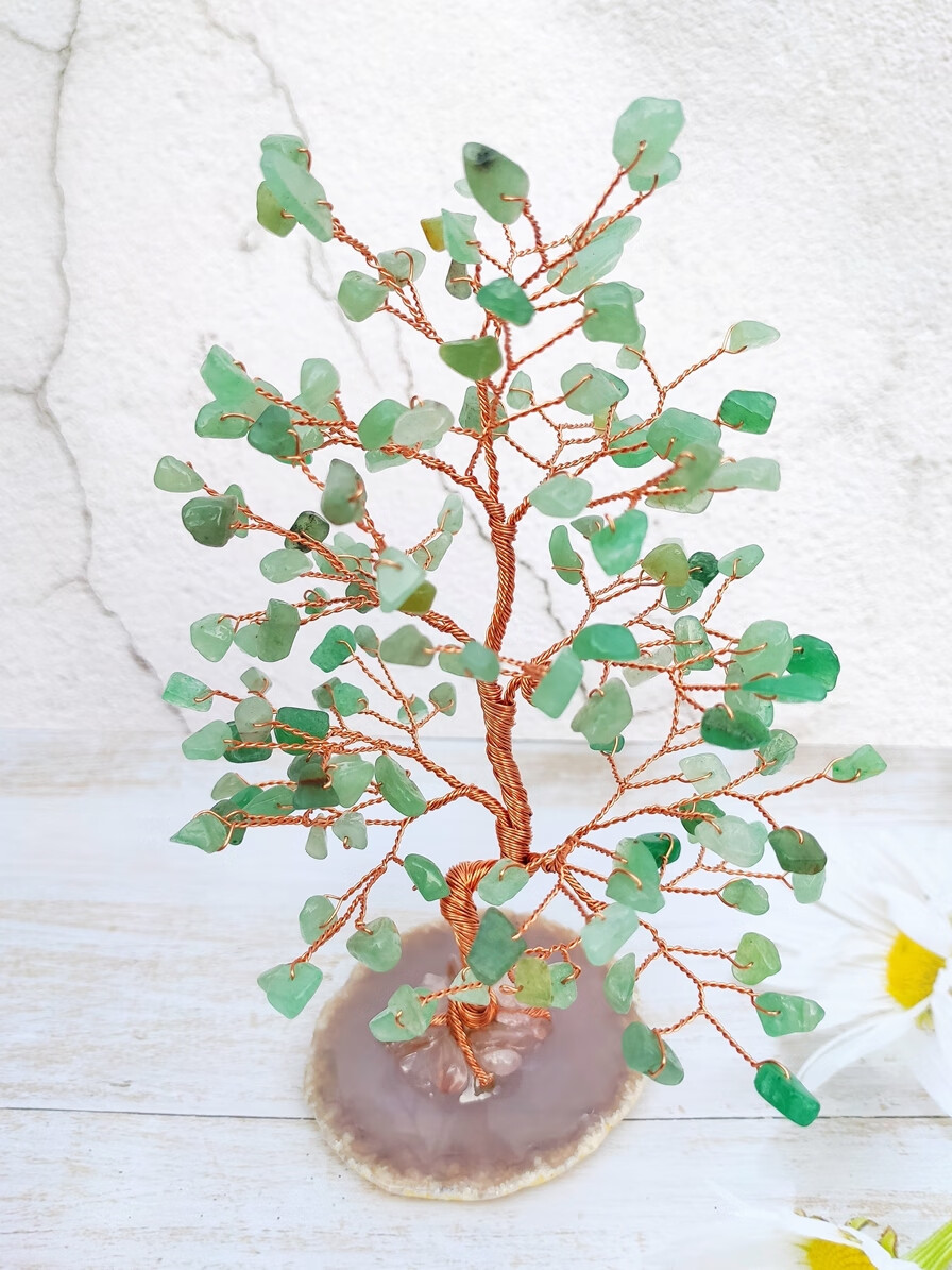 丹普纯手工天然粉紫色黄水晶树招桃花灵气转运礼品diy能量桌面小摆件