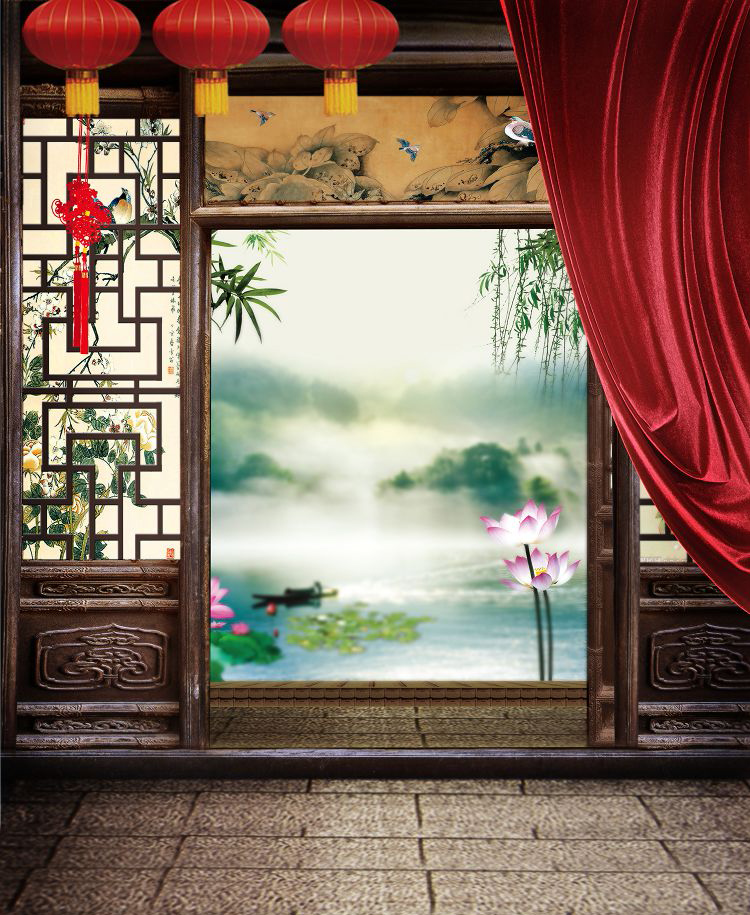 古风直播背景布 中国风拍摄背景布拍摄古风ins挂主播背景布3d立体网红