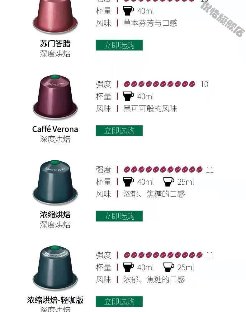 瑞士生產意式nespresso濃縮膠囊咖啡機用隨機6盒共60粒