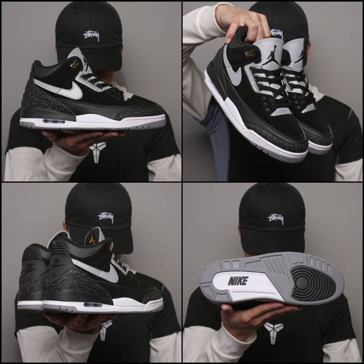 aj3藤原浩篮球鞋纯原北卡蓝黑水泥红手稿学生男女情侣鞋黑手稿aj336