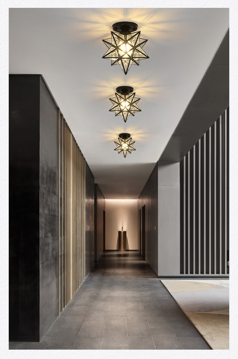 现代简约吸顶灯北欧衣帽间创意全铜入户走廊玄关阳台灯星星过道灯定制