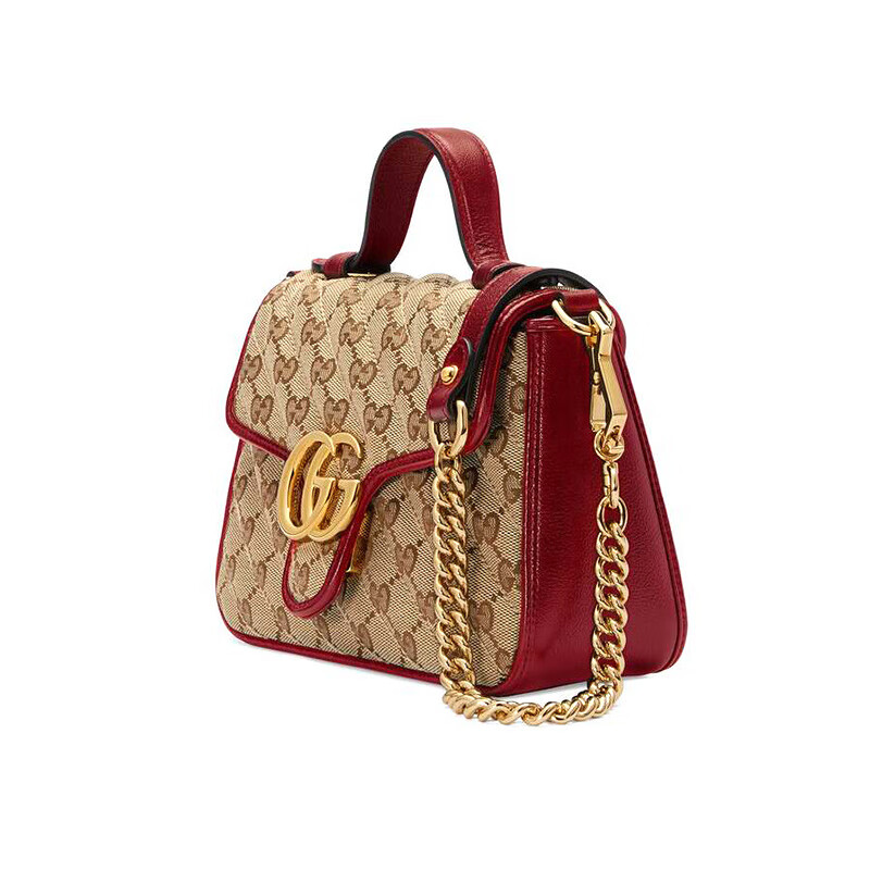 gucci/古奇2020年新款女包gg marmont系列迷你帆布古驰单肩手提包 米
