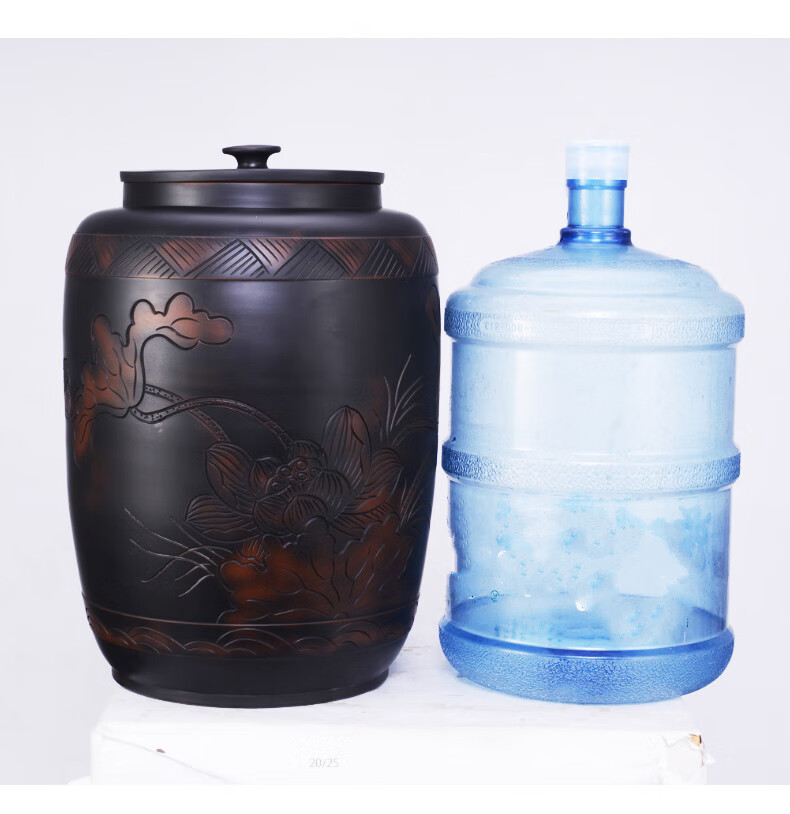 善财建水紫陶茶叶罐大号水缸家用储米缸九子饼存茶缸普洱散茶罐陶瓷