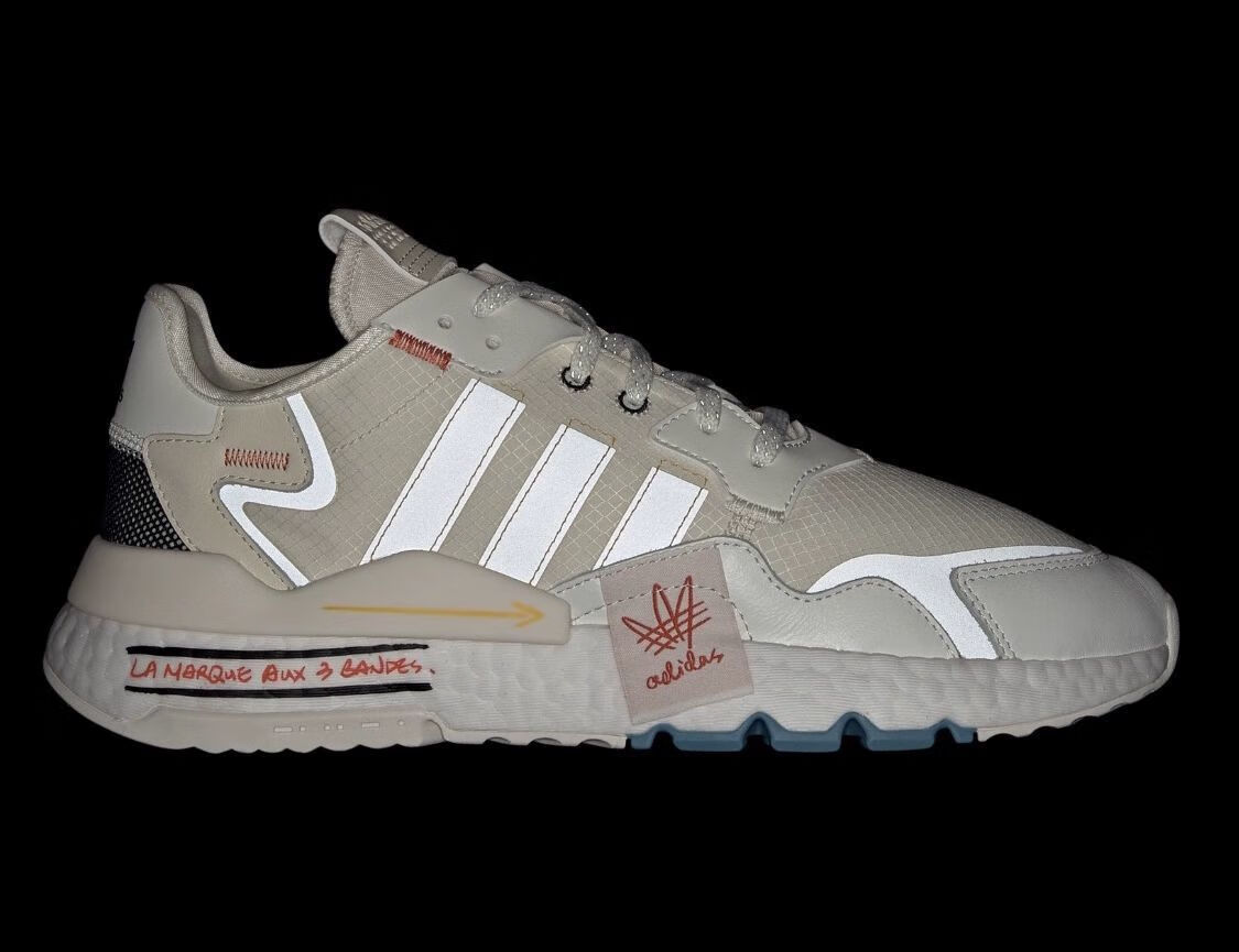 夜行者三叶草春夏nite jogger3m反光运动鞋男女鞋休闲跑步鞋 银灰 36