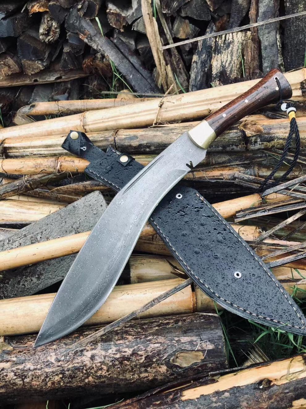 不舍天真 尼泊尔军刃 户撒阿昌族加长大号刃户外开路山刀 深灰色 60