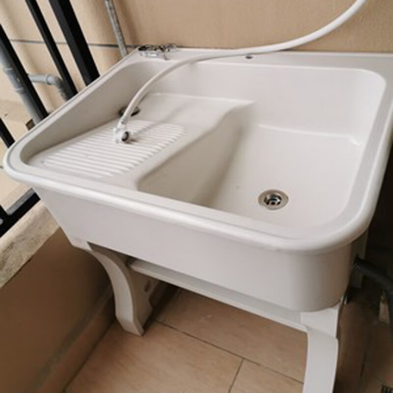 洗衣池阳台家用洗衣台带搓板大理石洗衣池一体成型水池水槽 长60宽55
