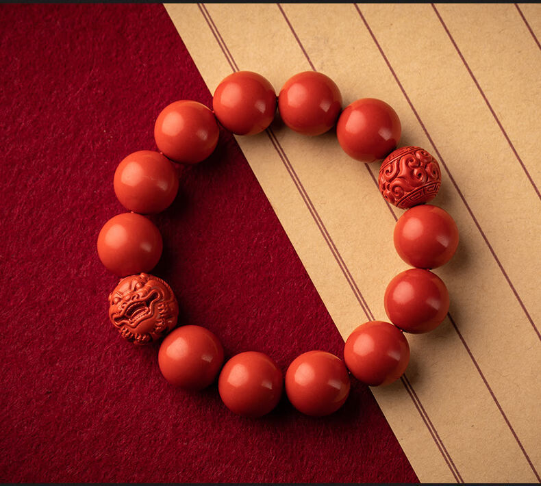 恋江南 红砂手链朱砂手串男款财源滚滚貔貅本命年运转手链男士 14mm
