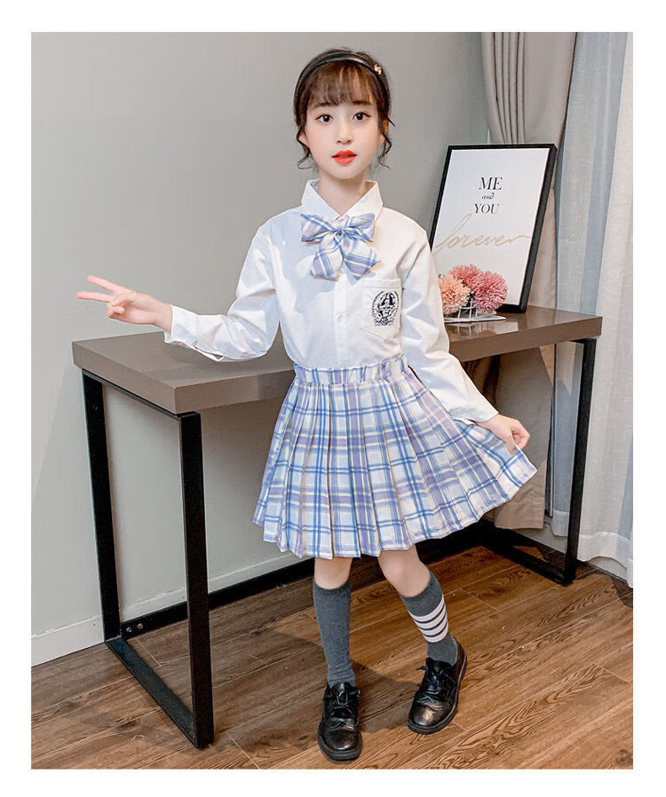 耐克儿童jk制服春夏季女童套装长袖短袖春夏百褶裙学院风小学中学