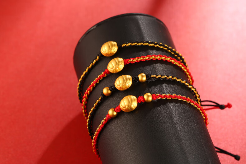 鹰沁珠宝 999足金富甲一方天下转运珠黄金小金龟壳3d硬金手串男女编绳