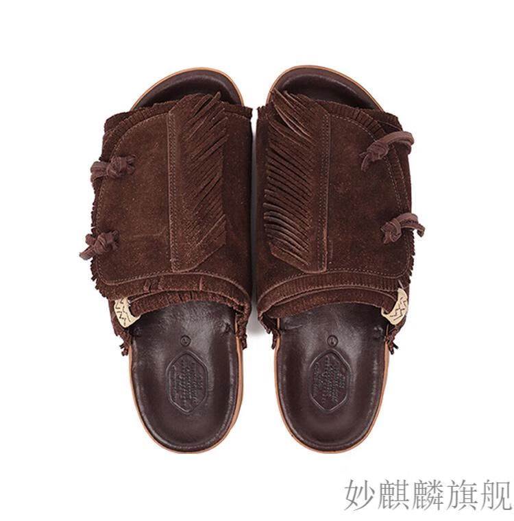 visvim拖鞋 visvim uncle gui christo春夏新款流苏增高透气反绒皮