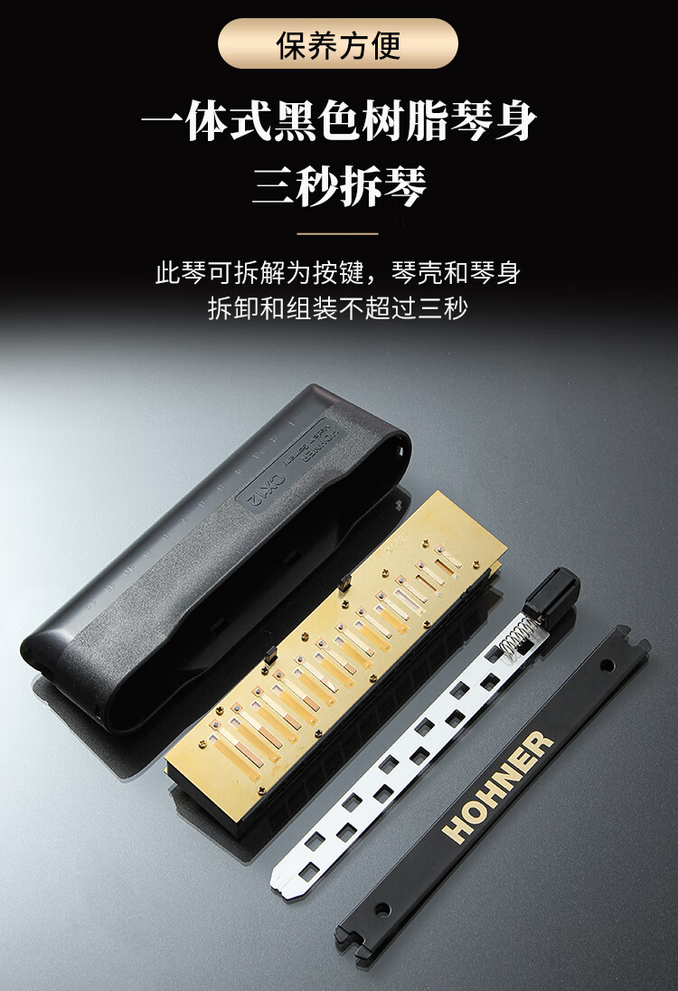 德国原装cx-12 12孔半音阶acg动漫爵士流行口琴3秒拆卸保养 c调 新手
