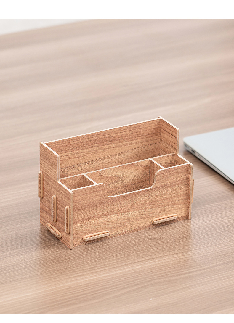 保尔baoer多功能笔筒桌面时尚木质笔架可爱商务办公用品收纳盒学生