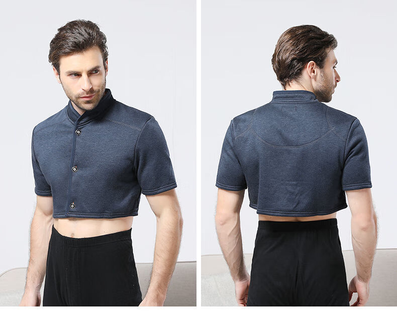 加绒护肩保暖防寒睡觉男士长袖护肩膀护颈短加厚坎肩发热德绒高领短袖