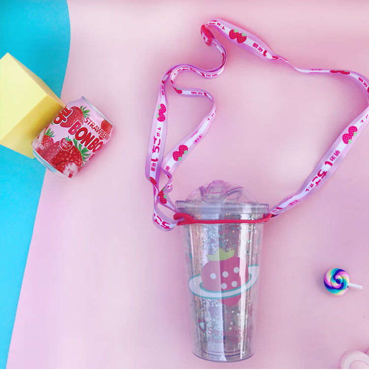 抖音同款水杯带子保温杯背带绳子饮料矿泉水瓶塑料杯子扣通用硅胶斜跨