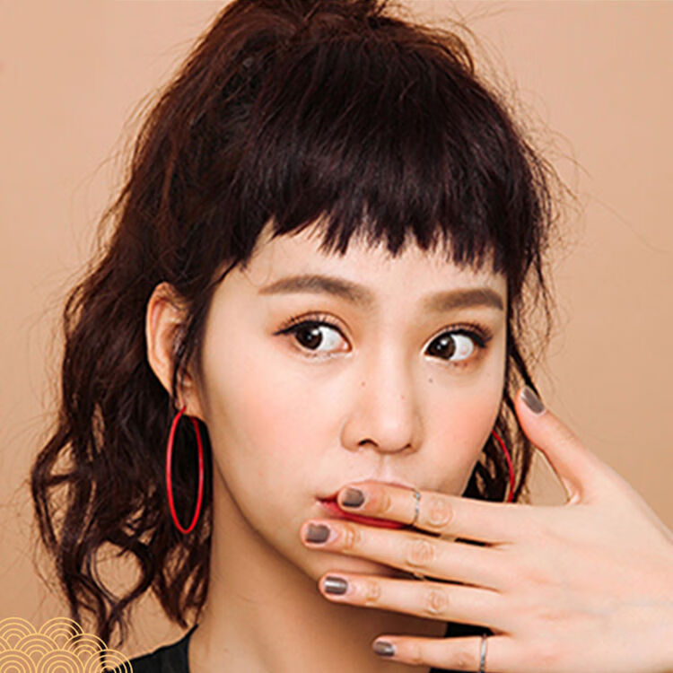 日系狗啃式刘海假发片女网红自然逼真圆脸二次元眉上无痕短假刘海 深