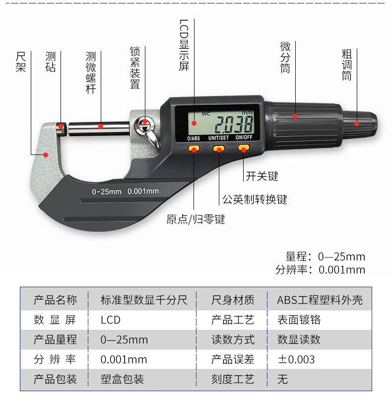 內徑千分尺內孔直徑測量螺旋測微器數顯千分尺高精度0.