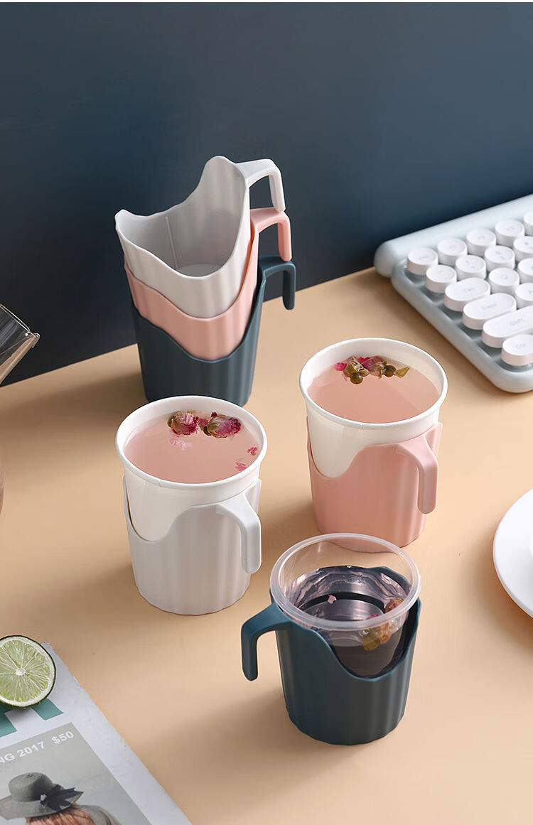 杯托一次性纸杯一次性纸杯杯托加厚塑料防烫手杯架隔热杯套茶托家用