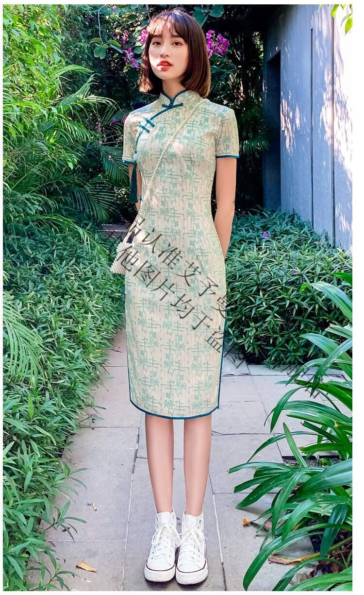 一珂·锦绣四小姐龙笛蕾丝夏季中长款改良时尚年轻少女端正大气旗袍