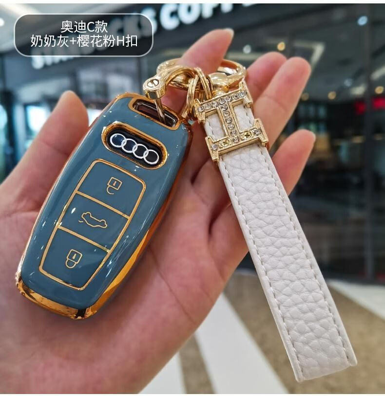 适用奥迪a6l钥匙套21款a4l新q7高档q8壳a3女a8扣a4l汽车q5l扣包q3奥迪
