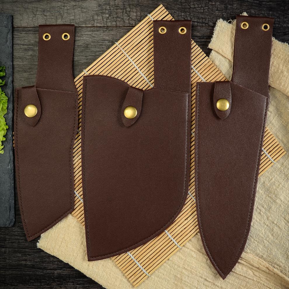 方之豪新款刀套刀鞘保护套牛皮套pu刀套户外便携通用刀鞘75寸方牛皮套