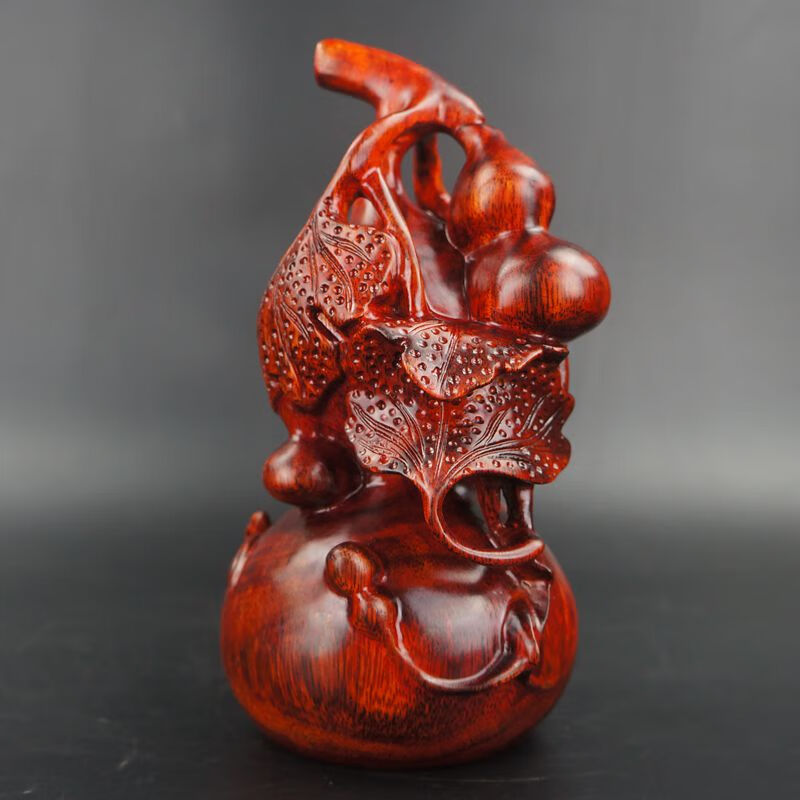 木雕东阳木雕聚财葫芦实心木质红木福禄有余吉祥如意开业摆件 原木