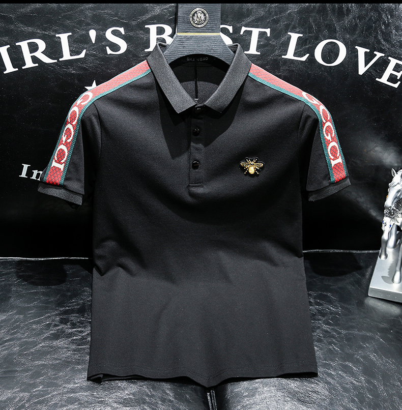 菲乐香港潮牌欧洲站polo衫男士青年小蜜蜂刺绣撞色欧货潮流酷奇半袖有