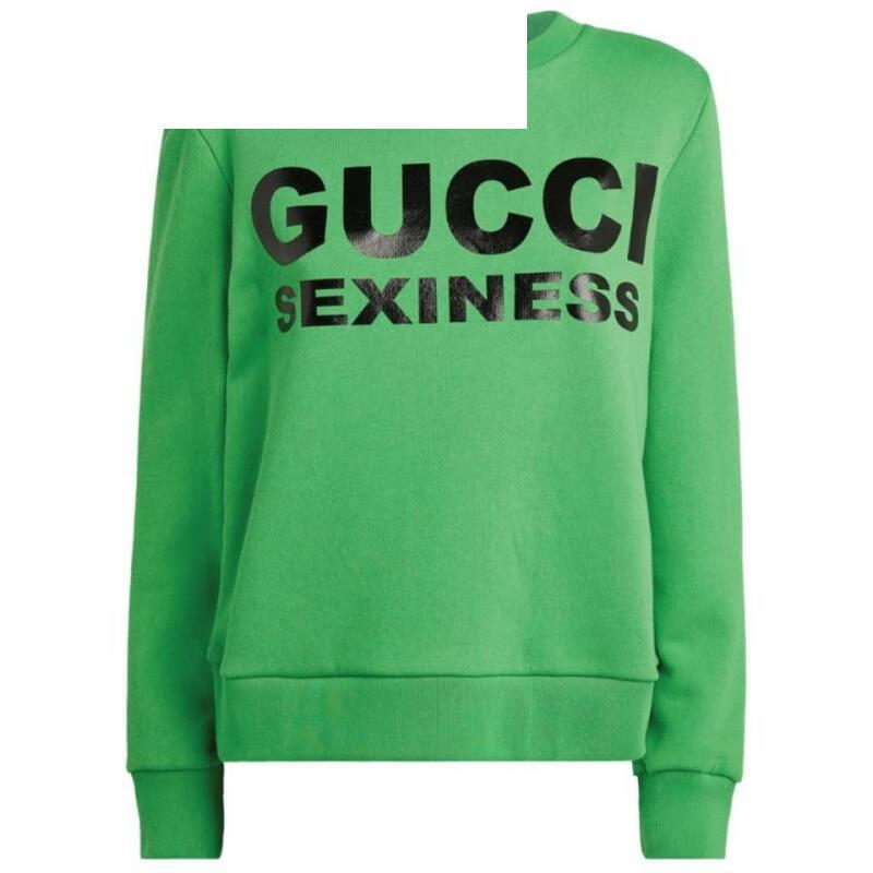 gucci古驰卫衣女士sexiness 口号卫衣代购 green s