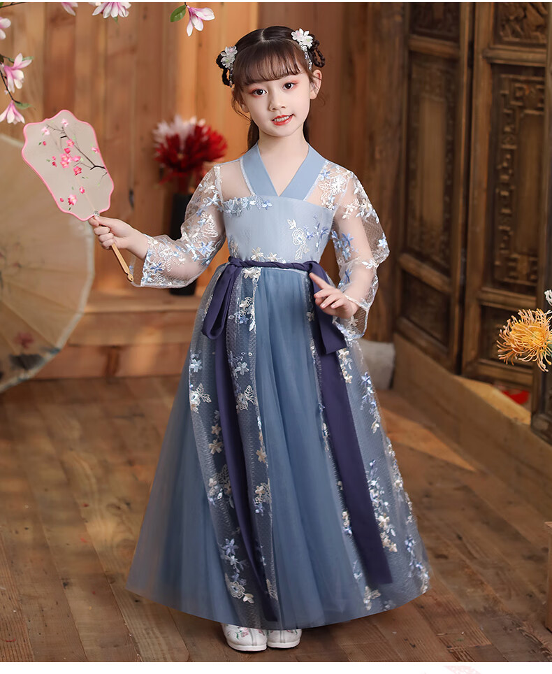 仙女汉服襦裙女童古装连衣裙童装古风儿童唐装中国风夏装小孩子的便宜