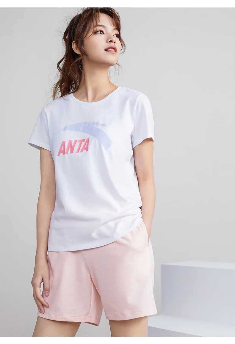 安踏短袖t恤女2022年夏季新款轻薄宽松透气圆领针织半袖体恤上衣跑步