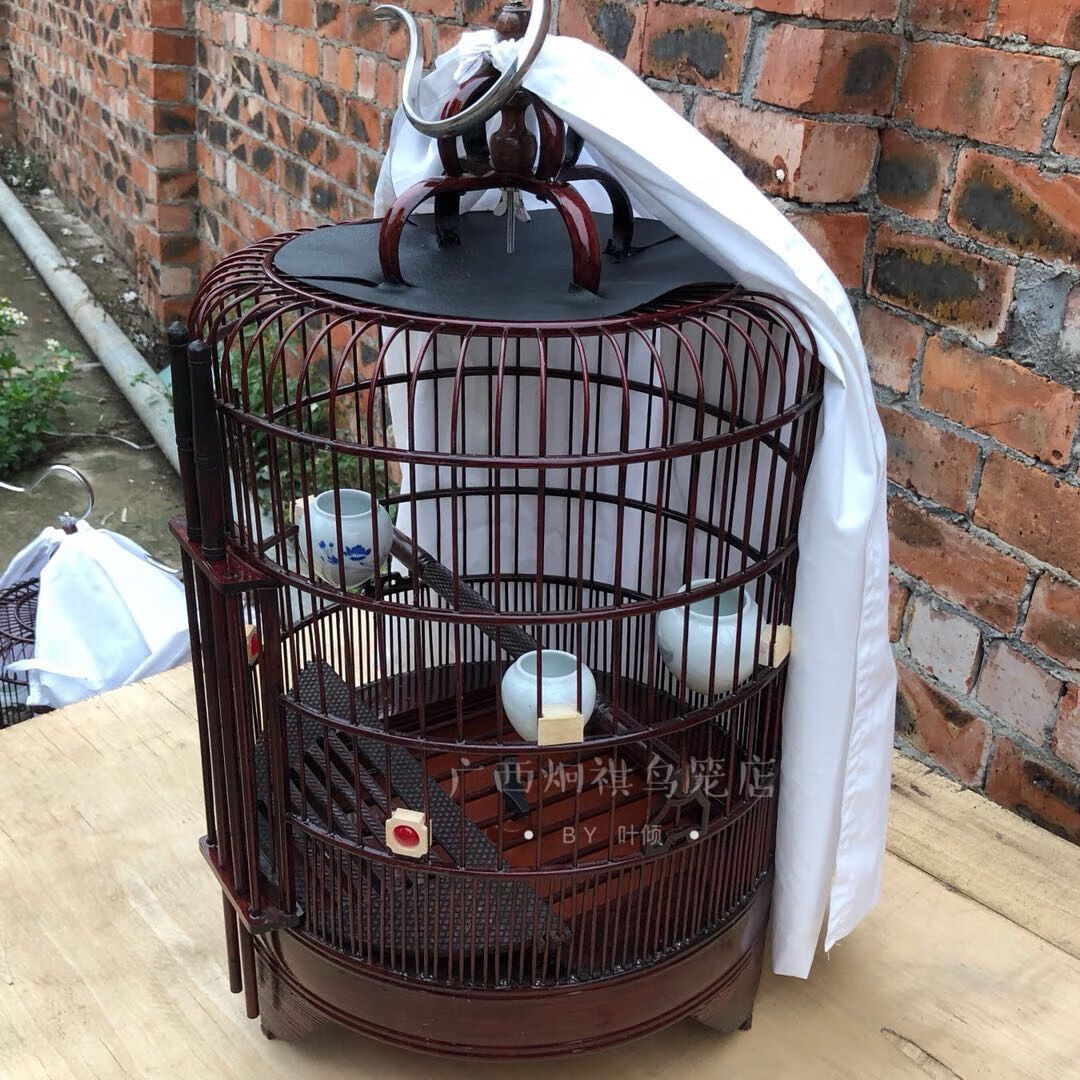 凡佰酷广式画眉鸟笼广西底3336公分原色红色八哥鹩哥珊瑚全套配件竹笼