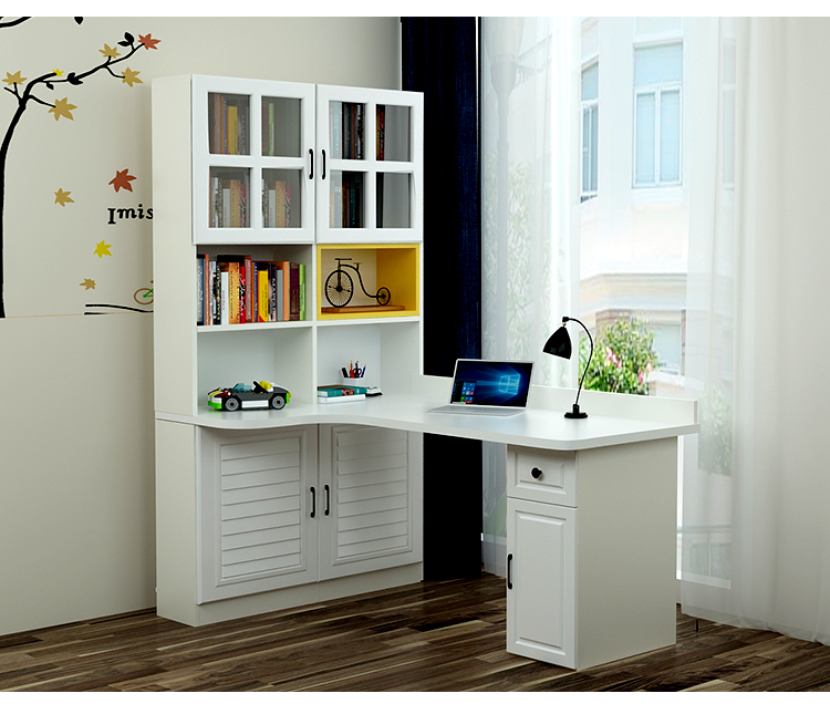 儿童转角书桌书柜组合 转角书桌书架组合儿童学习电脑桌子书柜一体