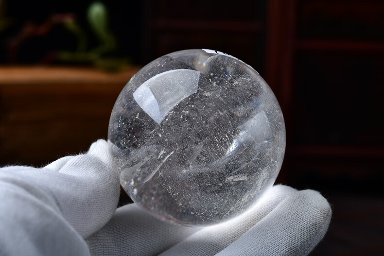 巴西天然白水晶球摆件整块打磨配证书改风水家居10厘米三寸 70059#5.