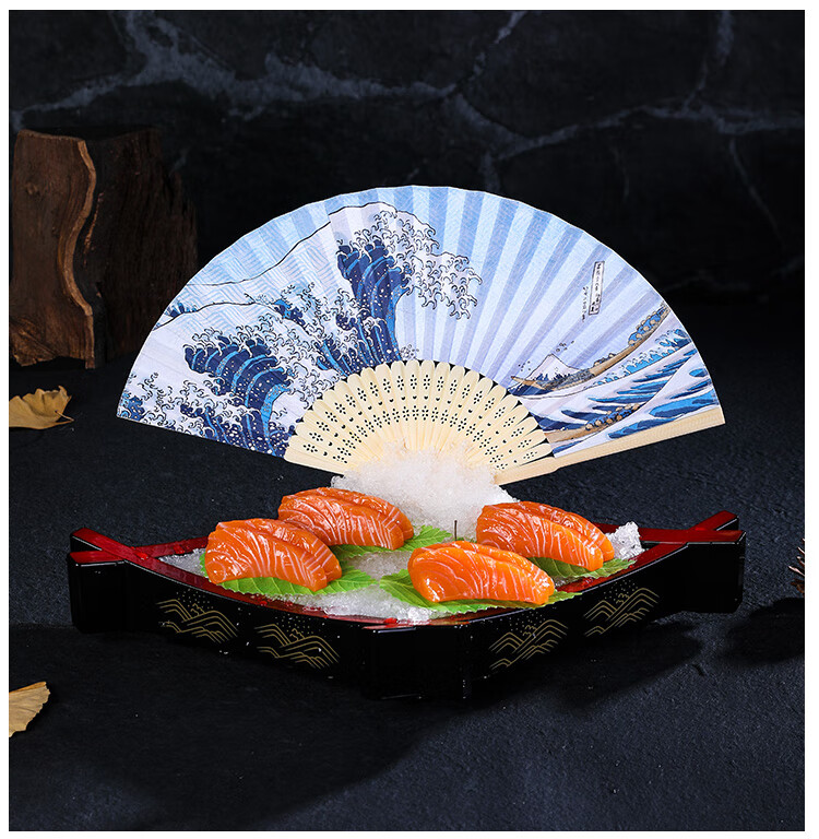 刺身装饰品扇子摆盘道具盘饰小摆件日式折扇酒店菜品冷菜冷盘点缀米
