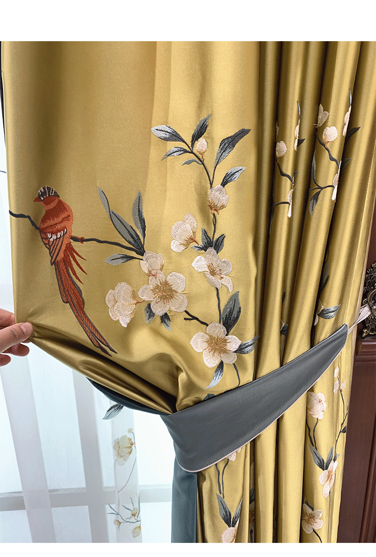 新中式窗帘中国风客厅豪华高端绣花中式风格卧室书房别墅窗帘定制
