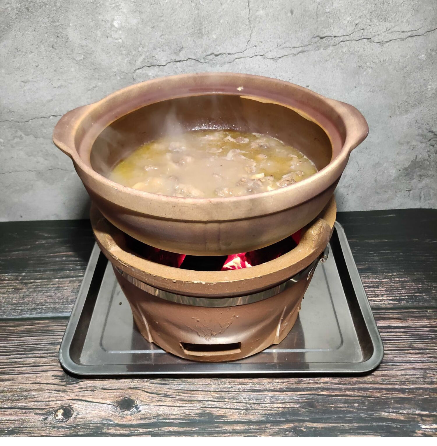 花烛木炭火锅炉港式打边炉红泥炉小炭炉老式陶土泥炉传统粗陶砂锅商用