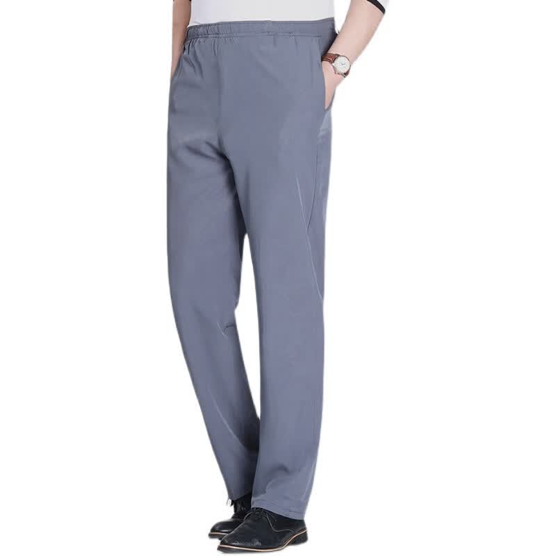 鸿盛狼男士夏季冰丝裤丝滑大码裤休闲爸爸男裤宝文宾奥服装歆弗 深灰