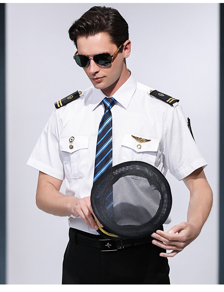 铁路制服衬衫男工装制服衬衫棉高铁动车肩章白衬衫物业管理保安工作服