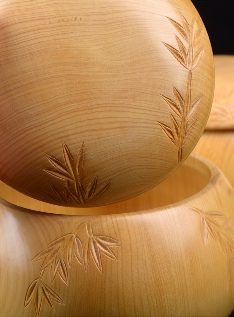 香榧雕花独木围棋棋罐榧木围棋棋具雕刻花纹实木罐棋子木盒g21001