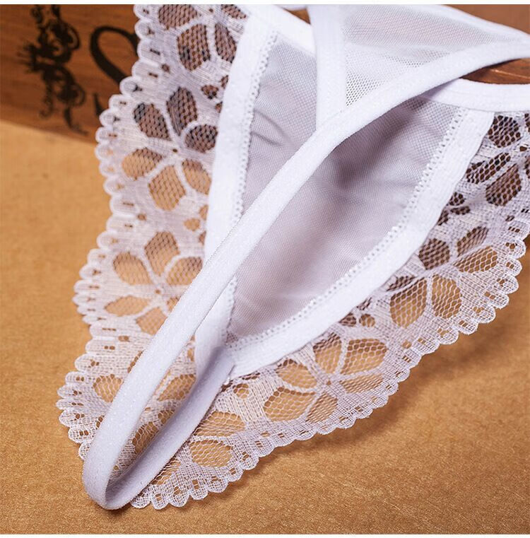 禾佳成丁字裤女性感诱惑低腰免脱一线裆火辣底裤夏季透气交叉蕾丝珍珠