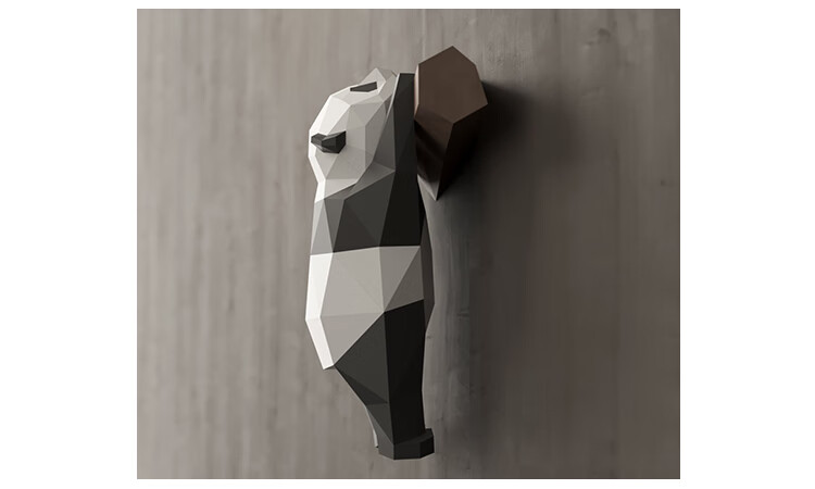 3d几何熊猫墙饰壁挂可爱搞笑国宝纸模手作diy卡通ins熊猫墙饰c