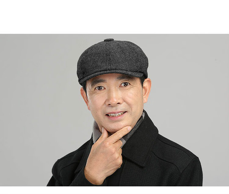 八角帽男贝雷帽子爸爸帽秋冬老头帽男士中年春秋老人男中老年八角帽