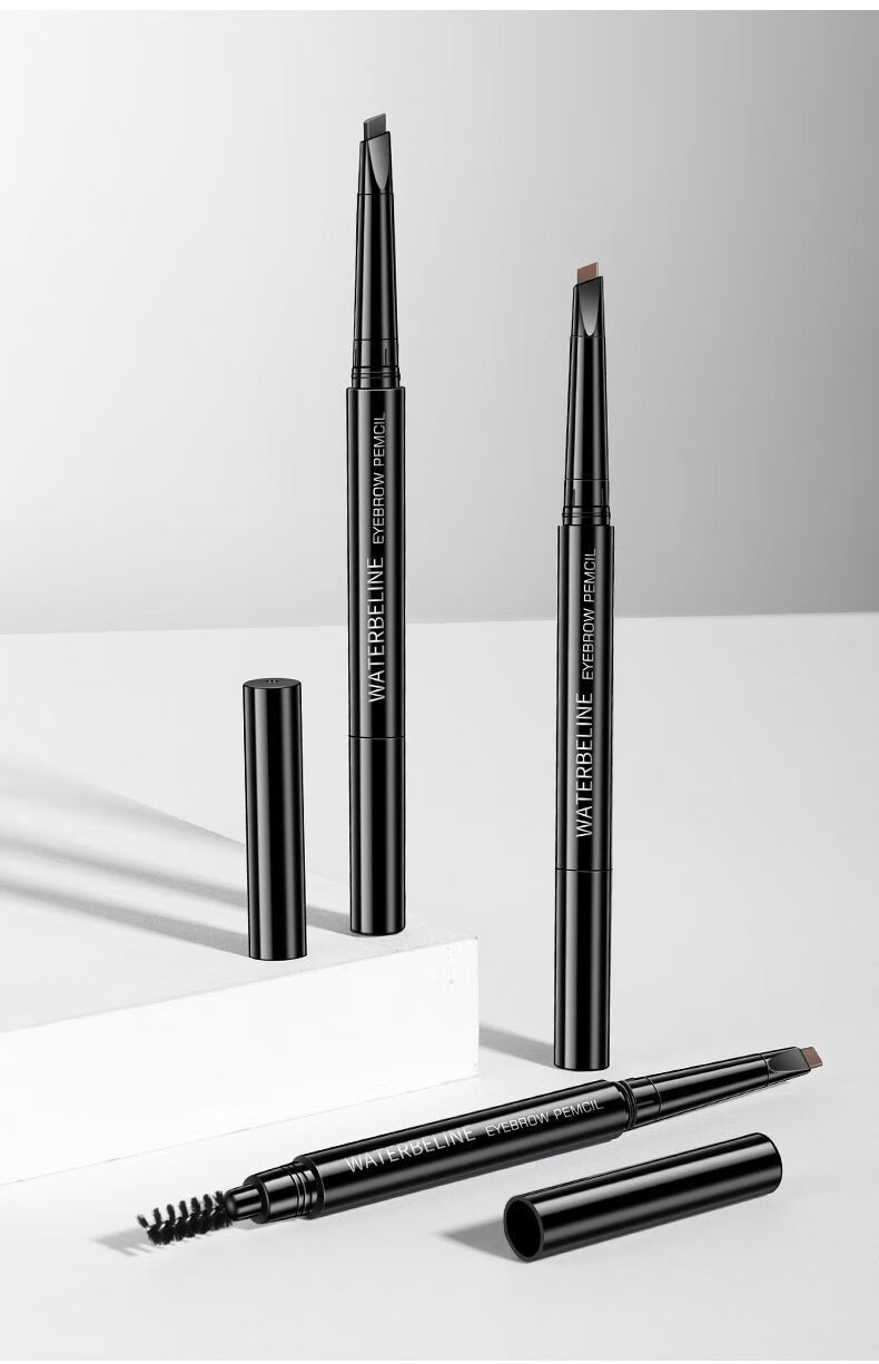 眉笔防水防汗持久不晕染三角头眉笔双头旋转眉笔带刷头学生初学者灰色