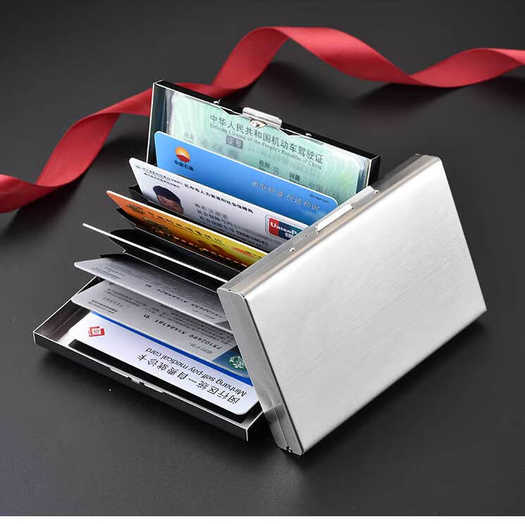 不锈钢卡包防盗刷金属卡包男士不锈钢女式防消磁卡盒驾驶证小卡套卡片