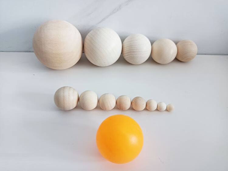 木球圆实木圆球实心小木球无孔小木珠圆形手工diy小珠子大木头球 直径